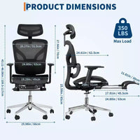 Chaise de bureau ergonomique, chaise de bureau confortable à dossier haut et accoudoirs réglables 3D, chaise de travail pivotante pour le travail, l'étude, le gaming