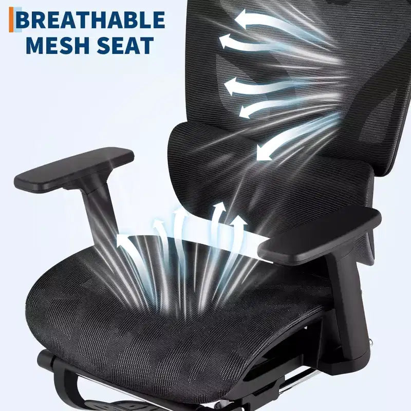 Chaise de bureau ergonomique, chaise de bureau confortable à dossier haut et accoudoirs réglables 3D, chaise de travail pivotante pour le travail, l'étude, le gaming