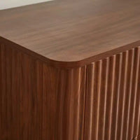 JVNOXK Commode moderne 6 tiroirs 55 pouces, design à vagues incurvées, pour chambre ou salon, meuble de rangement en bois, Noyer