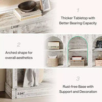 Lantine table d'entrée étroite 63 pouces avec étagère à 3 niveaux, table console moderne style farmhouse pour couloir, salon, blanc patiné