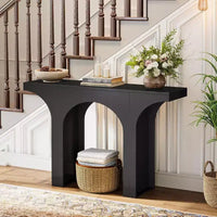 Console moderne Lantine de 47 pouces noire avec design arqué, idéale comme table d'appoint étroite pour canapé/entrée/foyer, pour couloir, salon