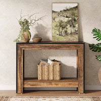 Table console de ferme Lantine de 105 cm, table d'appoint pour canapé avec rangement pour salon, couloir, hall d'entrée, noir + marron, montage facile