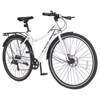 Vélo hybride VEVOR, cadre léger en aluminium, vélo hybride pour hommes et femmes avec roues de 700c, vélos de ville urbains à enjambement bas pour adultes, blanc