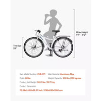 Vélo hybride VEVOR, cadre léger en aluminium, vélo hybride pour hommes et femmes avec roues de 700c, vélos de ville urbains à enjambement bas pour adultes, blanc
