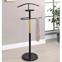 Kings Brand Furniture Portant de Nuit Noir et Or/Chrome Métal Organisateur de Vêtements Contemporain avec Plateau pour Chambre Rangement de Placard Intérieur