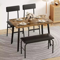 Ensemble table à manger pour 4, table de cuisine en bois avec banc rembourré et 2 chaises, mobilier peu encombrant pour cuisine, salle à manger, appartement, style rétro