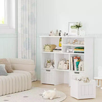 GustoWave Étagère à Livres pour Enfants avec 3 Tiroirs Mobiles et 6 Casiers de Rangement pour Chambre, Salle de Jeux, Crèche, Blanc