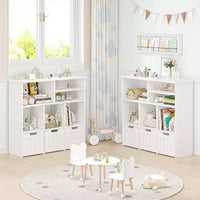 GustoWave Étagère à Livres pour Enfants avec 3 Tiroirs Mobiles et 6 Casiers de Rangement pour Chambre, Salle de Jeux, Crèche, Blanc