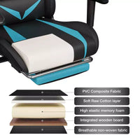 Fauteuil de jeu inclinable de massage Hoffree Chaise de bureau ergonomique pour PC avec haut-parleur Bluetooth et lumière RVB