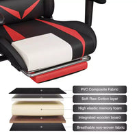 Fauteuil de jeu inclinable de massage Hoffree Chaise de bureau ergonomique pour PC avec haut-parleur Bluetooth et lumière RVB