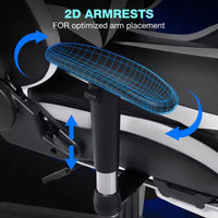 Fauteuil de jeu inclinable de massage Hoffree Chaise de bureau ergonomique pour PC avec haut-parleur Bluetooth et lumière RVB