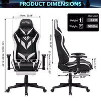 Fauteuil de jeu inclinable de massage Hoffree Chaise de bureau ergonomique pour PC avec haut-parleur Bluetooth et lumière RVB