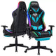 Hoffree Massage Reclining Gaming Chair Ergonomic Office PC Chair with Bluetooth Speaker & RGB Light