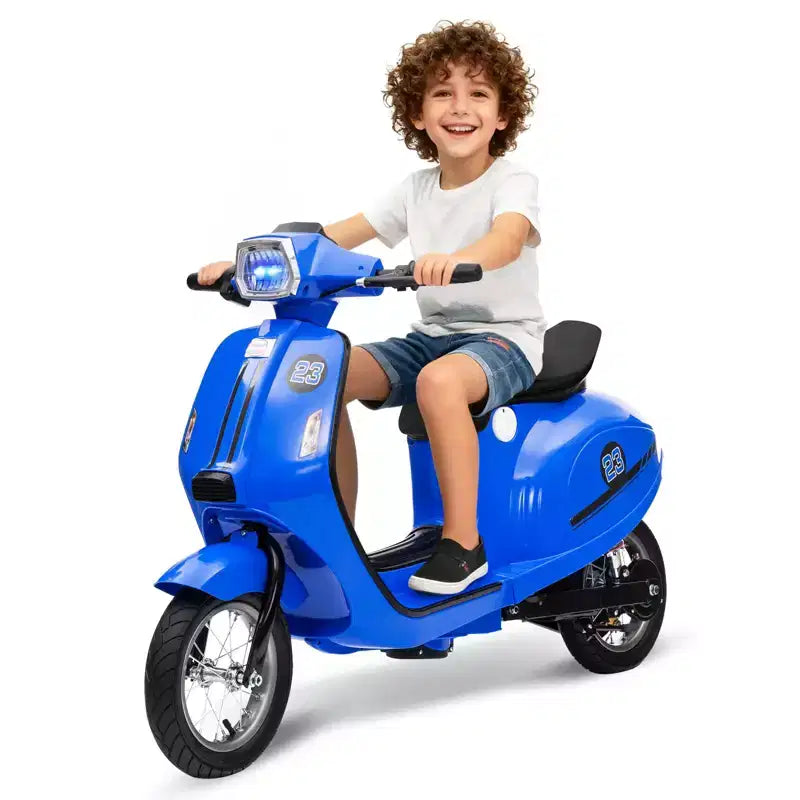 Coolmee Moto électrique trottinette 24 V pour enfants, trottinette électrique avec siège pour enfants de 8 à 14 ans, trottinette avec lumière LED, jusqu'à 22,5 km/h max.