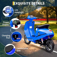 Coolmee Cyclomoteur électrique 24V pour enfants, trottinette électrique avec selle pour enfants de 8 à 14 ans, trottinette à enfourcher avec feu LED, max jusqu'à 14 MPH