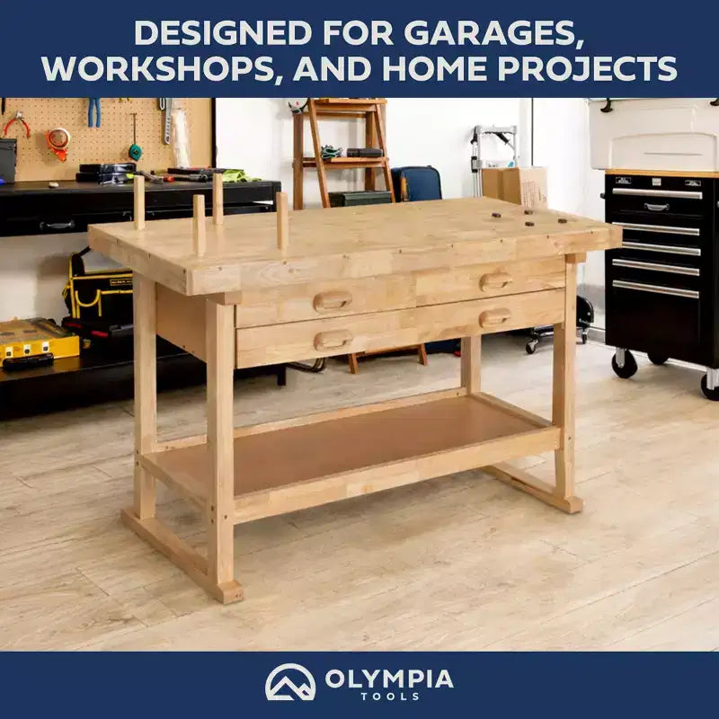 Olympia Tools établi en bois dur 60 caoutchouc, 4 tiroirs, capacité de charge 450 lbs