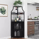 Wine Cabinet, Corner Farmhouse Wine Bar with Removable Rack & Glass Holder, Compact Liquor Coffee Storage Unit with Mesh Door
