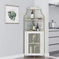 Meuble à Vins, Bar à Vins d'Angle de Style Ferme avec Porte-Bouteilles Amovible et Range-Verres, Unité de Rangement Compacte pour Alcool et Café avec Porte Grillagée