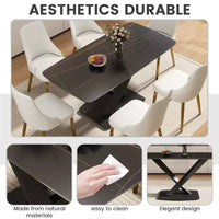 Table à manger rectangulaire incurvée en pierre artificielle moderne GDFStudio Basia