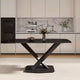 GDFStudio Basia Modern Artificial Stone Curved Rectangle Dining Table