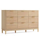 LINSY HOME Fluted 9 Drawer Dresser for Bedroom, Mid Century Modern Large Chest of Drawers with Gold Metal Handles, Wide Boho Wood Dressers