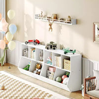 ACOINEL 35.4 Bibliothèque pour enfants avec pied de lit - Rangement de jouets, étagère à jouets pour enfants et meuble de rangement à 5 casiers