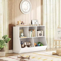 ACOINEL 35.4 Bibliothèque pour enfants avec pied de lit - Rangement de jouets, étagère à jouets pour enfants et meuble de rangement à 5 casiers