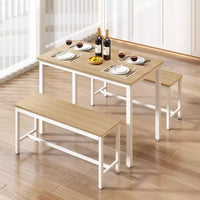 MooxvMoo Ensemble table de salle à manger 43, table de bar avec 2 bancs de salle à manger, comptoir de table industrielle pour table de petit-déjeuner de cuisine, salon, salle de fête, blanc