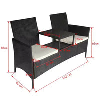 Canapé de patio 2 places avec table d'appoint, disponible en plusieurs couleurs