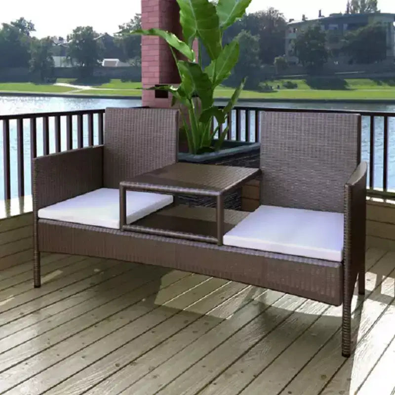 Canapé de patio 2 places avec table d'appoint, disponible en plusieurs couleurs