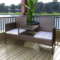Canapé de patio 2 places avec table d'appoint, disponible en plusieurs couleurs