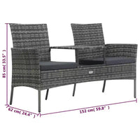 Canapé de patio 2 places avec table d'appoint, disponible en plusieurs couleurs