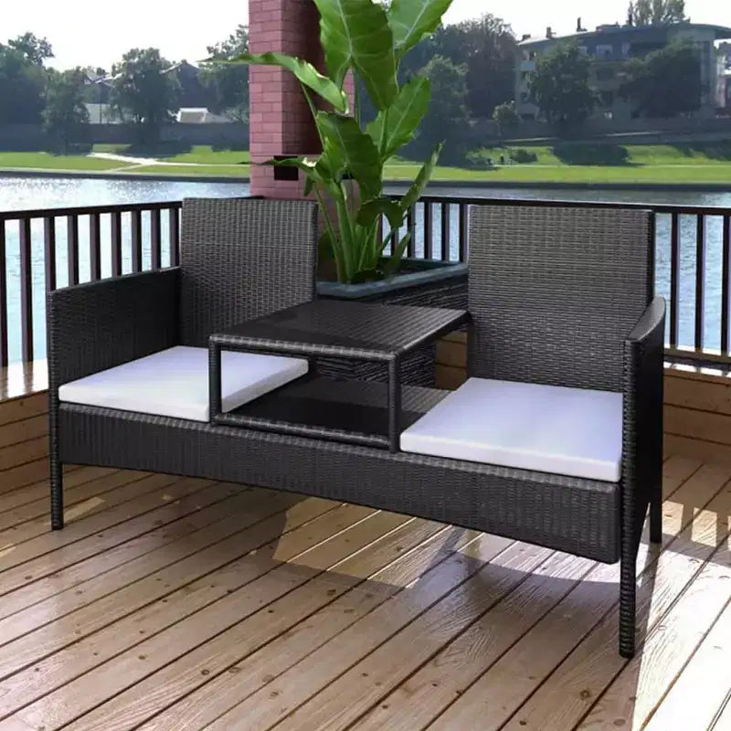 Canapé de patio 2 places avec table d'appoint, disponible en plusieurs couleurs