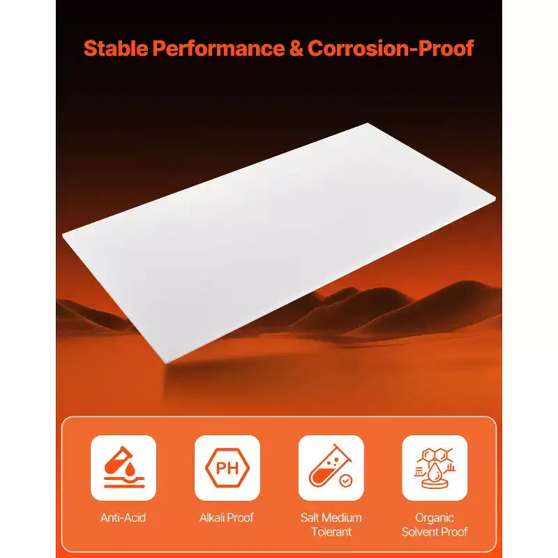 Panneau en plastique HDPE VEVOR, lot de 1 panneau en polyéthylène haute densité, 24 x 48 po, épaisseur 1/2 po, blanc