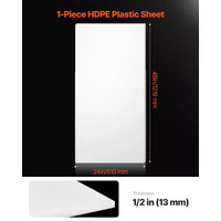 Panneau en plastique HDPE VEVOR, lot de 1 panneau en polyéthylène haute densité, 24 x 48 po, épaisseur 1/2 po, blanc