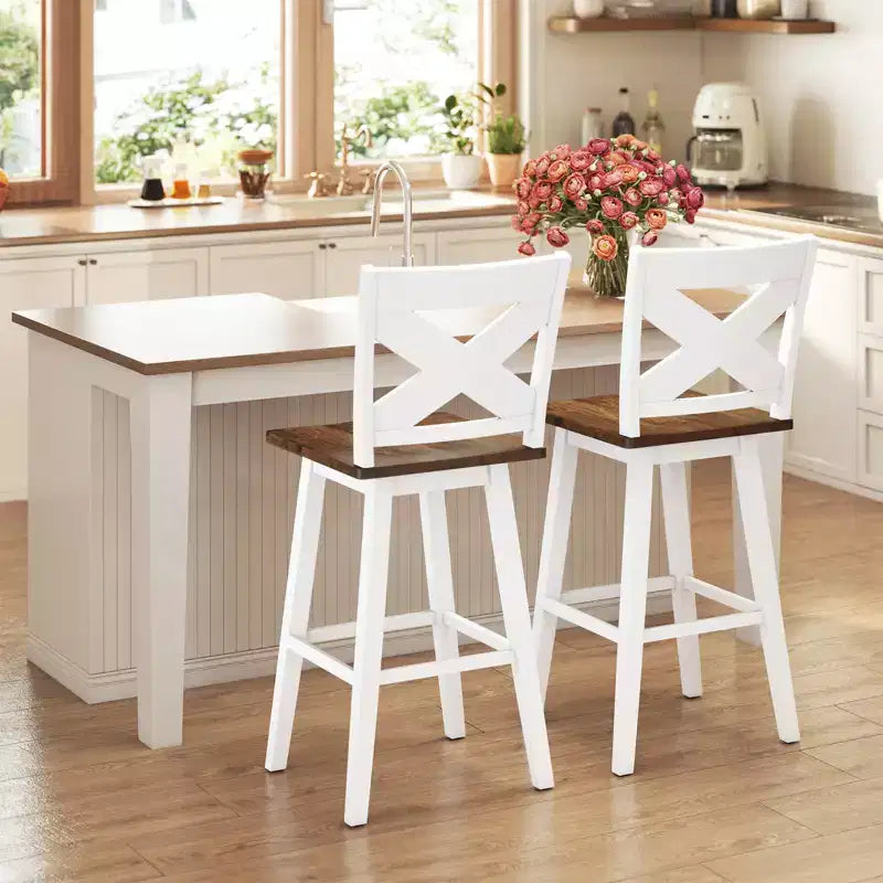 Tabourets de bar pivotants Costway 29 po, lot de 2 avec dossier, grand siège et repose-pied pour îlot de cuisine