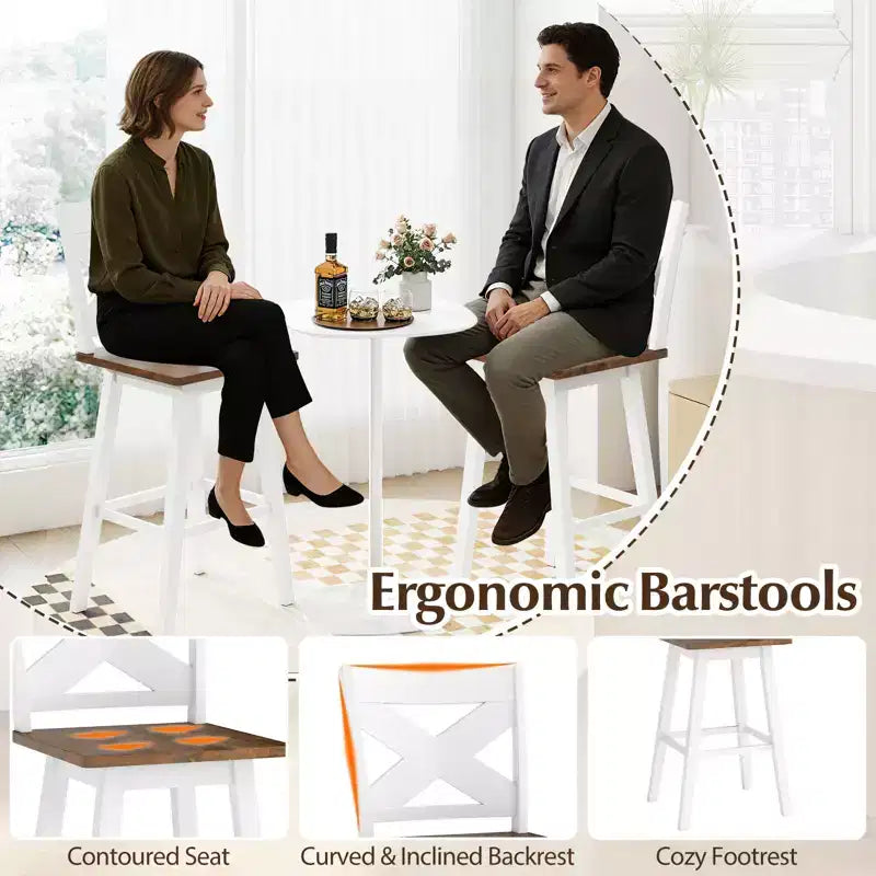 Tabourets de bar pivotants Costway 29 po, lot de 2 avec dossier, grand siège et repose-pied pour îlot de cuisine