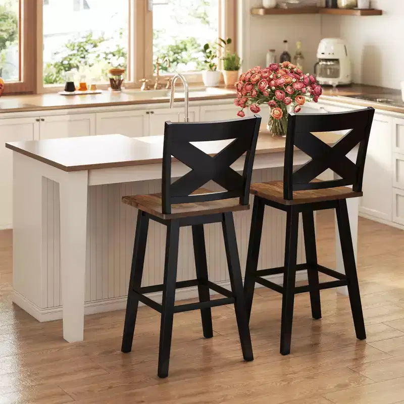 Tabourets de bar pivotants Costway 29 po, lot de 2 avec dossier, grand siège et repose-pied pour îlot de cuisine
