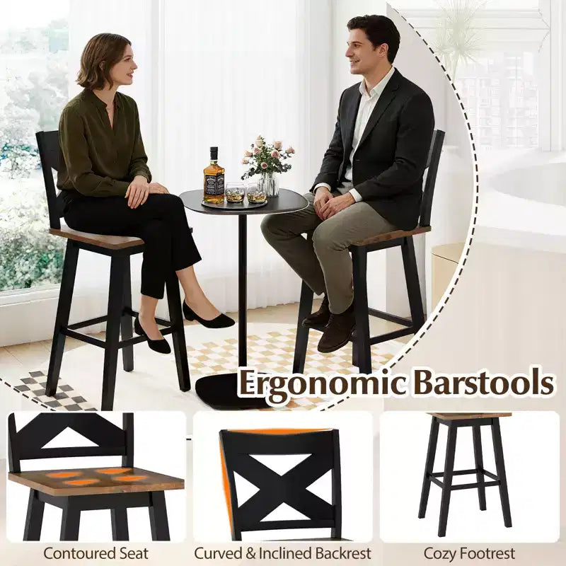 Tabourets de bar pivotants Costway 29 po, lot de 2 avec dossier, grand siège et repose-pied pour îlot de cuisine
