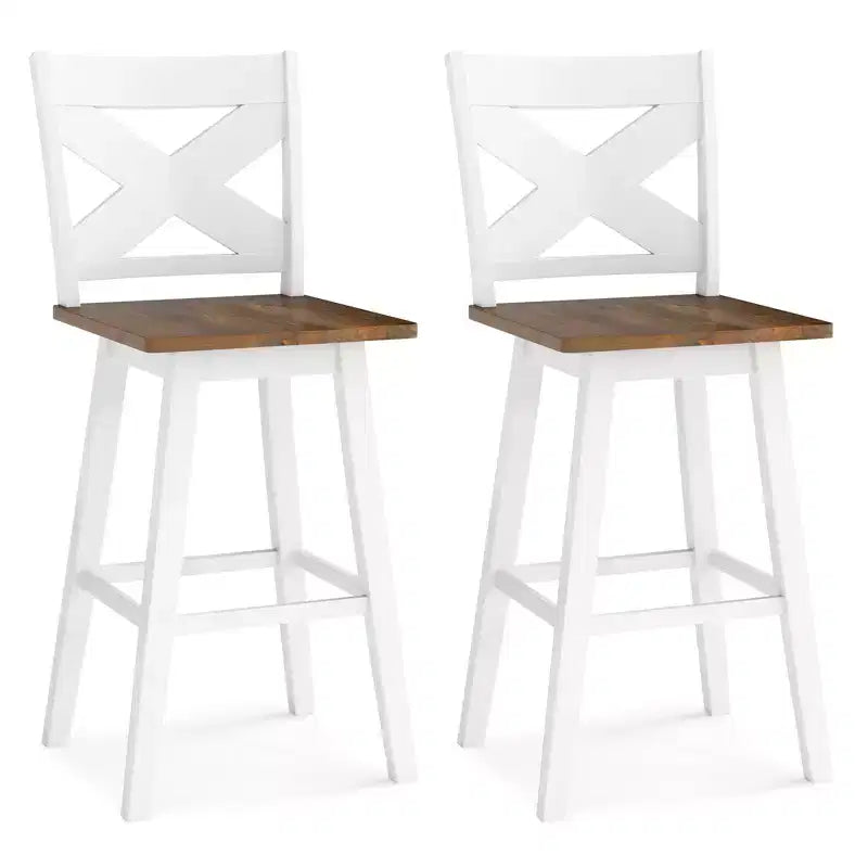 Tabourets de bar pivotants Costway 29 po, lot de 2 avec dossier, grand siège et repose-pied pour îlot de cuisine