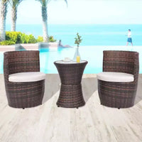 vidaXL Ensemble de bistro de jardin, ensemble table ronde de patio, salon de jardin en rotin