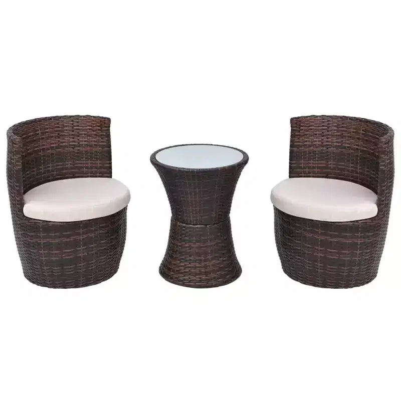 vidaXL Patio Bistro Set Patio Round Table Set Conversation Set Rattan
