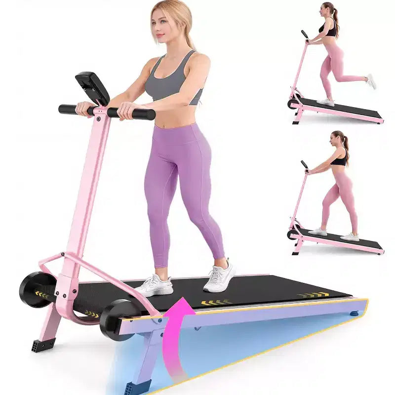 KRISRATE Tapis de marche manuel avec inclinaison 15%, tapis roulant pliable non électrique avec barre de maintien, capacité 500lbs, antidérapant, moniteur numérique pour la maison/le gym