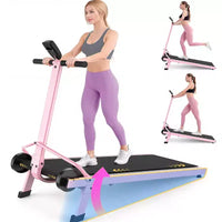 KRISRATE Tapis de marche manuel avec inclinaison 15%, tapis roulant pliable non électrique avec barre de maintien, capacité 500lbs, antidérapant, moniteur numérique pour la maison/le gym