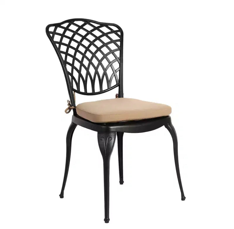 Whisen Ensemble de 3 Meubles de Patio Anti-Rouille et d'Extérieur en Aluminium avec 1 Table Ronde et 2 Chaises avec Coussins Moelleux