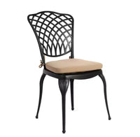 Whisen Ensemble de 3 Meubles de Patio Anti-Rouille et d'Extérieur en Aluminium avec 1 Table Ronde et 2 Chaises avec Coussins Moelleux