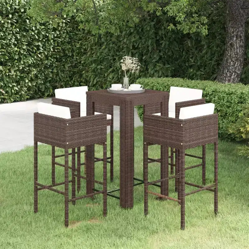 vidaXL Ensemble de bar de jardin, ensemble de bistrot d'extérieur, tabouret de bar, table de bistrot, poly rotin