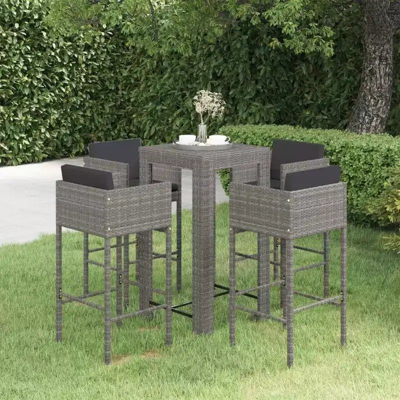 vidaXL Ensemble de bar de jardin, ensemble de bistrot d'extérieur, tabouret de bar, table de bistrot, poly rotin