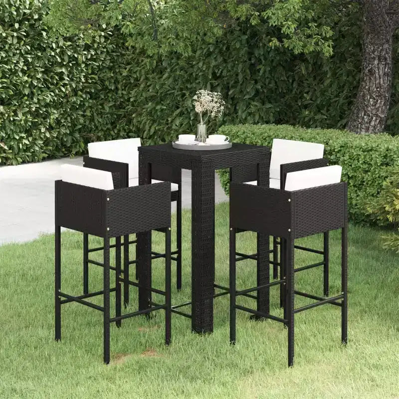 vidaXL Ensemble de bar de jardin, ensemble de bistrot d'extérieur, tabouret de bar, table de bistrot, poly rotin