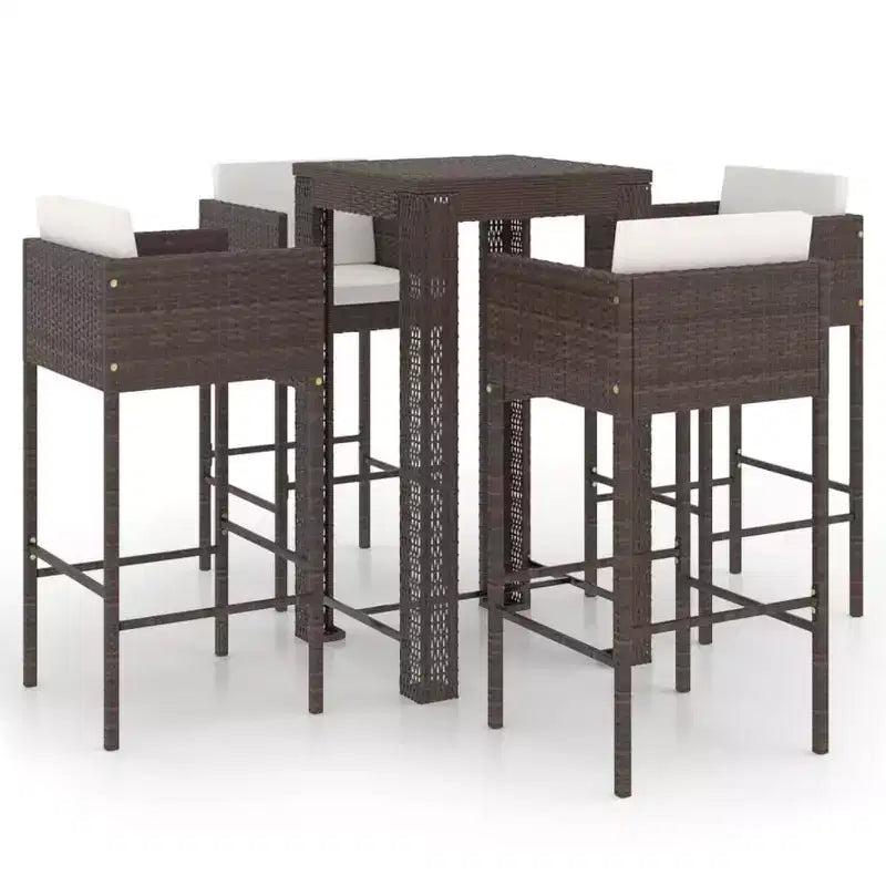 vidaXL Ensemble de bar de jardin, ensemble de bistrot d'extérieur, tabouret de bar, table de bistrot, poly rotin